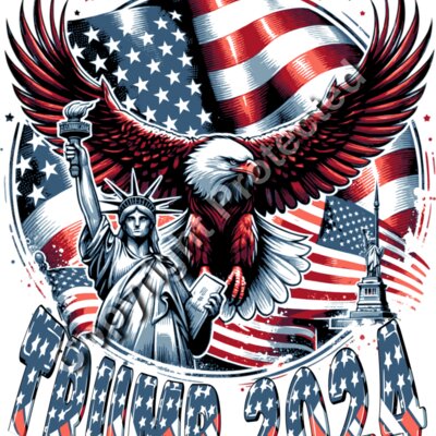Trump 2024 eagle statue liberty American flag patriotic artwork Thumbnail