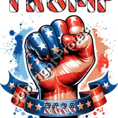 trump 2024 patriotic fist american flag red white blue design Thumbnail