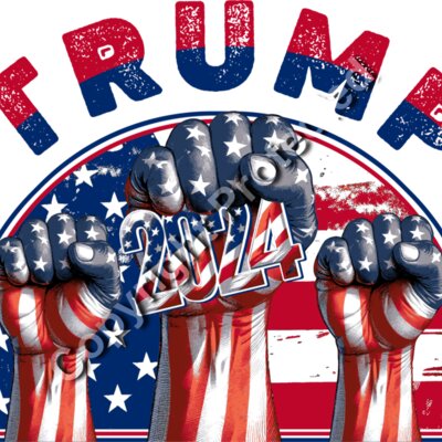 Trump 2024 patriotic fists American flag artwork illustration Thumbnail