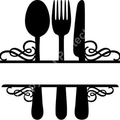 kitchen split monogram frame spoon fork knife Thumbnail