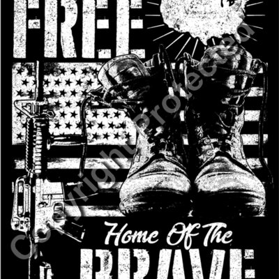 Land Of The FREE Home Of The The BRAVE   BW Thumbnail