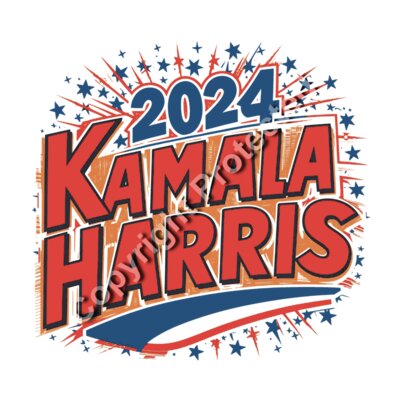 Kamala Harris 2024 campaign graphic with bold text and starburst design elements      kamala har Thumbnail