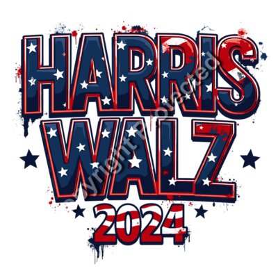 Kamala Harris 2024 campaign graphic  red  white  blue colors  stars  bold lettering  patriotic t Thumbnail