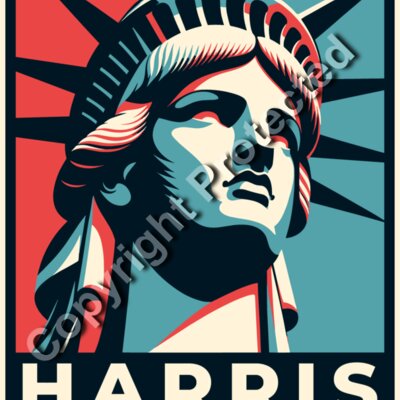 Kamala Harris 2024 election campaign poster featuring Statue of Liberty illustration Thumbnail