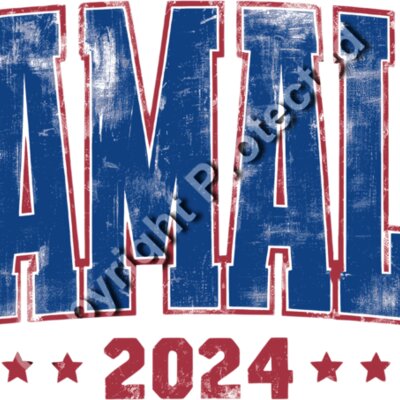 kamala harris 2024 political campaign artwork bold letters red blue stars Thumbnail