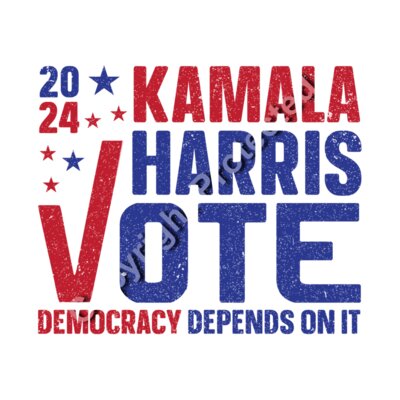 Kamala Harris 2024 vote campaign graphic with patriotic colors and messaging about democracy     Thumbnail