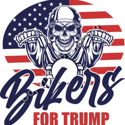 bikers for trump 2024 skull american flag motorsports themed artwork Thumbnail