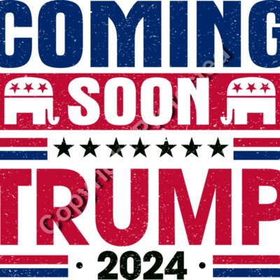 Trump 2024 campaign coming soon announcement with red and blue colors and elephant symbol Thumbnail