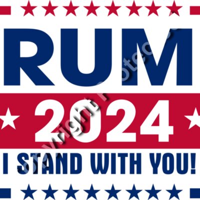 Trump 2024 campaign graphic featuring bold text  stars  and patriotic colors  Thumbnail