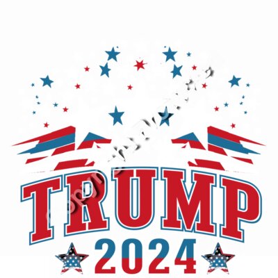 Trump 2024 campaign graphic with stars and stripes in red  white  and blue colors  Thumbnail