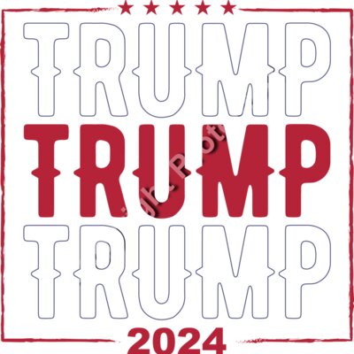 trump 2024 campaign poster red blue text stars Thumbnail