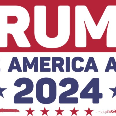 Trump 2024 campaign slogan Save America Again with red  white  and blue colors and stars Thumbnail