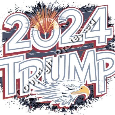 Trump 2024 election graphic with eagle and fireworks burst design Thumbnail